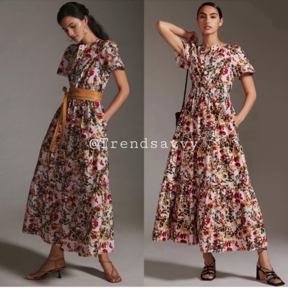 Anthropologie Somerset Floral Cotton Maxi Dress Pink Cottagecore Size S NWT - Picture 17 of 17